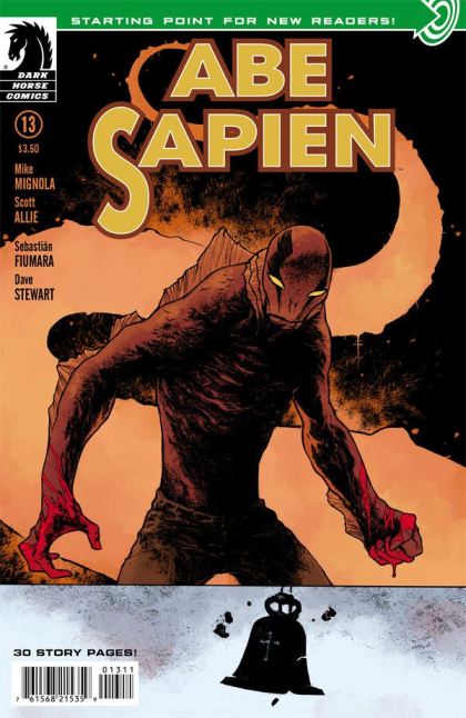 Abe Sapien #13, Dark Horse Abe Sapien's ongoing solo series has been pretty interesting so far. It's always bizarre and keeps getting darker in tone with every issue. Abe's recently went through some transformations recently becoming more monster in appearance than man. This issue encourages new readers to jump on board as a good starting point. We see Abe still traveling across an apocalyptic wasteland with an odd woman whom he found chained up inside a weirdly ravaged  house. They run into some strangers who's son has half transformed into frog man monster, seeking the powers of a healer who supposedly lives close by. Abe's still trying to prove to himself and world that he himself is in no way connected to the most recent events of monster outbreaks that have occurred in major cities. This series continues to intrigue me as does almost everything in the Hellboy universe. I'm still trying to catch up on all the thick rich back stories that all seem to connect in some way.    
