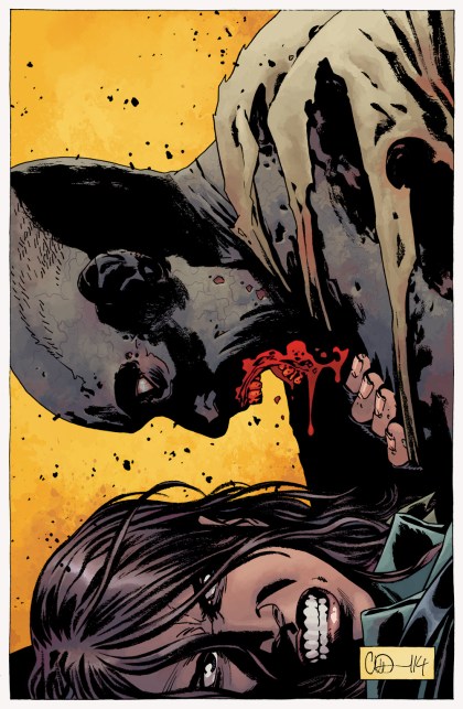 Walking Dead #128, Image Ok, first let me clarify that I'm really not a huge fan of this book anymore, it used to be my favorite title. I wasn't a fan of "All Out War" and this continues the story a couple years after those events. The whole gang has been hanging out with Rick in their picture perfect community but of course we still have the annoying Negan involved as he's being held captive trying to make friends with Carl secretly. We have a new group of people who enter the community and of course no one truly trusts each other. Carl wants to move out of Rick's place. It's reall more of the same shit we have been reading for the past couple years or so. Man, this book needs a serious kick in the ass. But it just keeps going and it really doesn't cover too much new ground. There's not a lot of adventure to be had in The Walking Dead anymore, they kinda just like staying in the same place, no matter what and pretend that their rebuilding the world single handedly. However they still have zero clue what is going on in the rest of the world, nor does anyone seem to care. They have no idea what caused the outbreak, and they don't seem to care. They really haven't traveled all that far, they just blindly accept that the whole world is fucked and continue with their repetitive daily operation. Maybe Rick just wants be the leader of the world? maybe he fears finding others and losing his say in how everything always foes down? I think a lot about how this title could be a top notch adventure still and all the different scenarios they could face, yet it just keeps doing more of the same old shit. I'm really at this point keeping up with the story because I've made it this far. I really do miss the old days of this book when the group was on the move and constantly entering into the unknown.....    