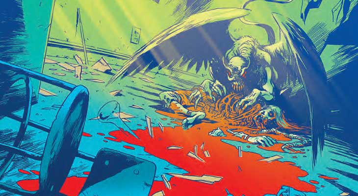 The Woods #2 Boom! Studios Here we are with another from Boom! Studios and it's a good one. Issue number one was one of my favorite debuts in some time. Issue #2 continues the story of the high school that's been mysteriously teleported & stranded on what appears to be an alien moon! We get a little more to the story as the teens have decided to take matters into their own hands and while the teachers spend most of their time sitting around a table, frightened discussing what their options are. It sets ups a nice teacher vs. student scenario that will be interesting to see unfold now that the kids feel they don't need to be listening to the adult anymore now that they're not on earth! Though this issue is not quite as page turning as the stellar first it's building the story nicely with even more crisp artwork than the previous. There's also some nice monster moments that I'm certain will make issue number three one not to miss. This one is becoming a favorite of mine quickly-go check this out!